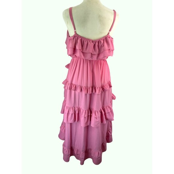 Strut & Bolt Pink Ruffle Layered Midi Sundress size medium - Picture 9 of 16